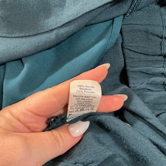 Clermont Overlay Jumpsuit M Harbor Blue Rayon Peekaboo Back - Picture 4 of 10